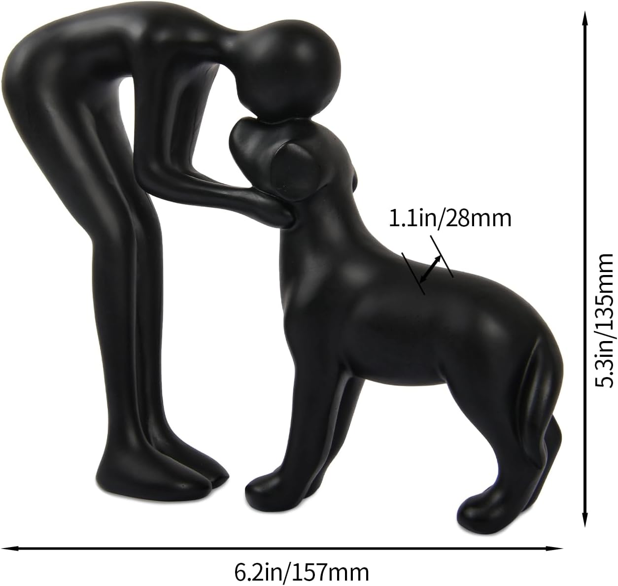 Dog Sculpture Home Decor Cute Man and Dog Statue Black