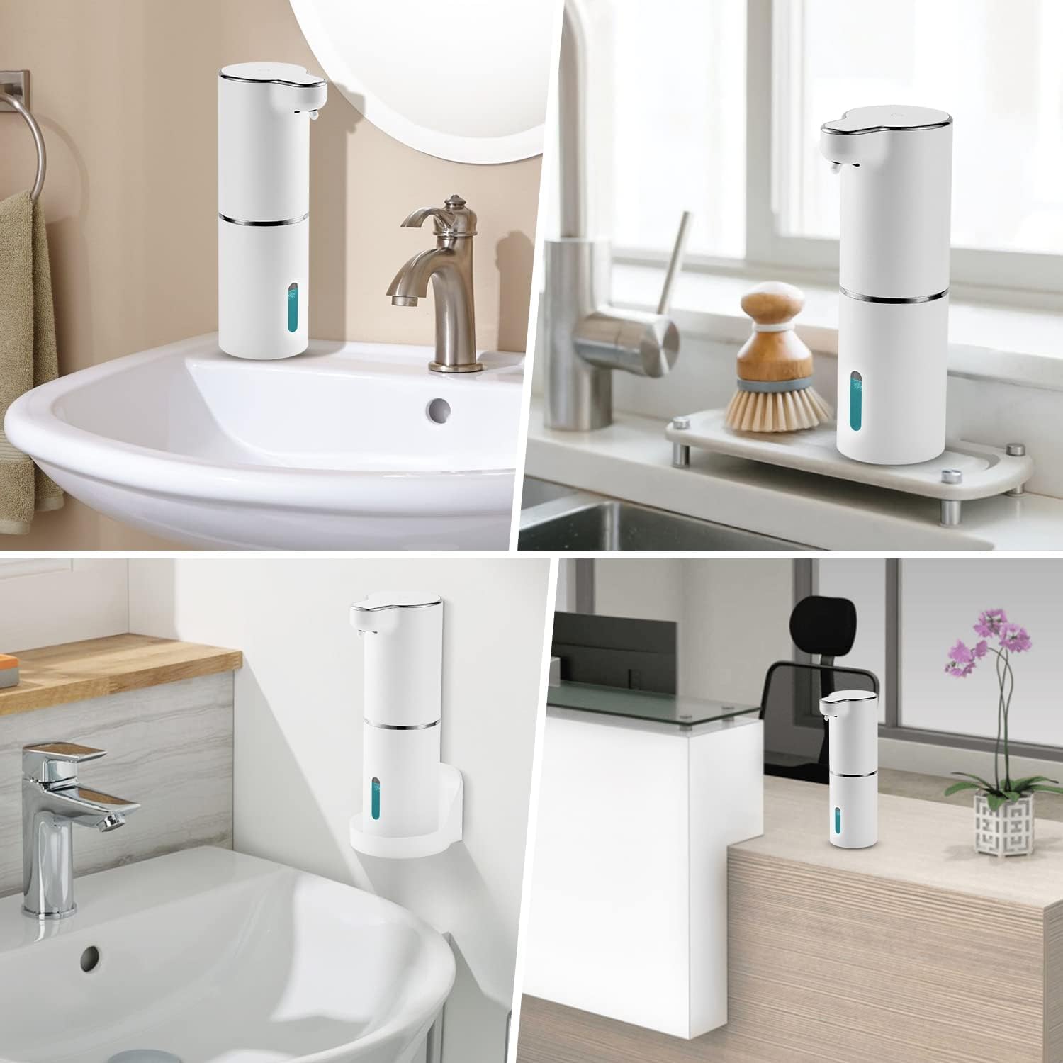 Touchless Foaming Soap Dispenser with Rechargeable USB Wall Mount White