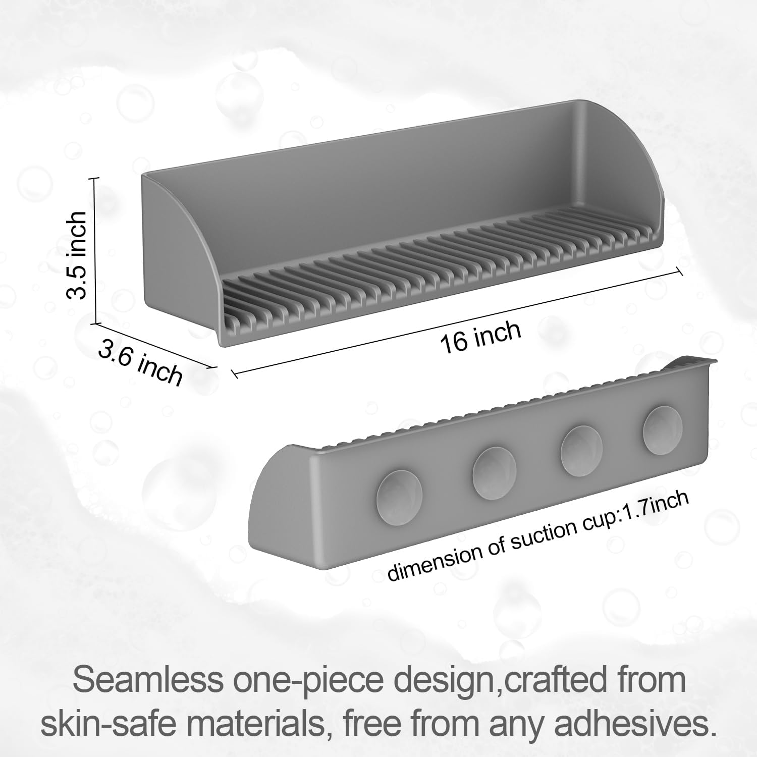 Roslim Splash Guard 2Pack Silicone Bath Tub Tray Holder with 4 Suction Cups
