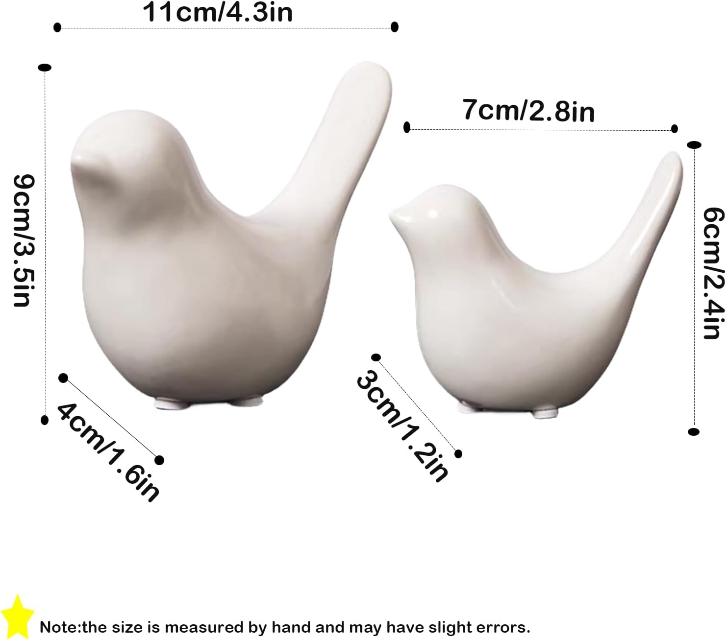 White Bird Statue 2 Pcs Modern Ceramic Home Decor