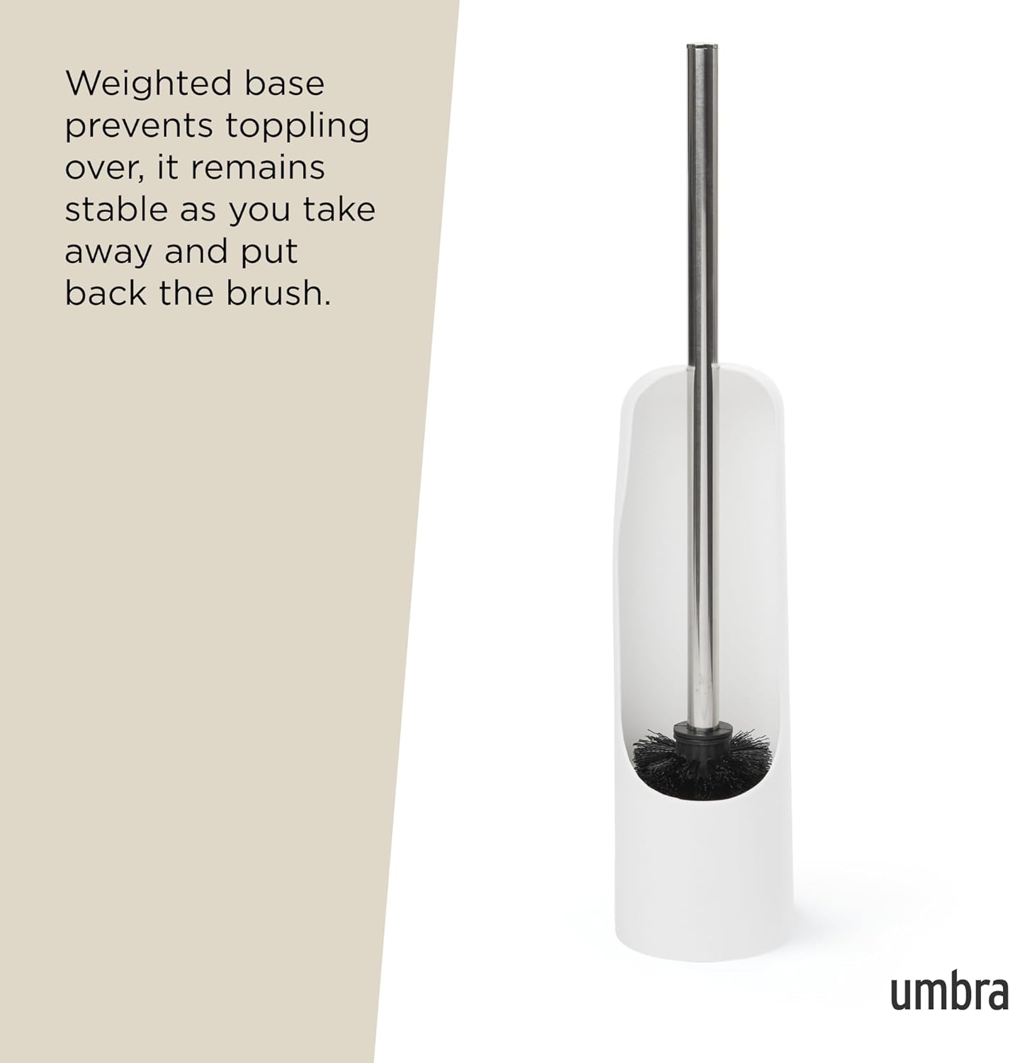 Umbra Touch Toilet Brush with Hideaway Holder - Durable Sleek