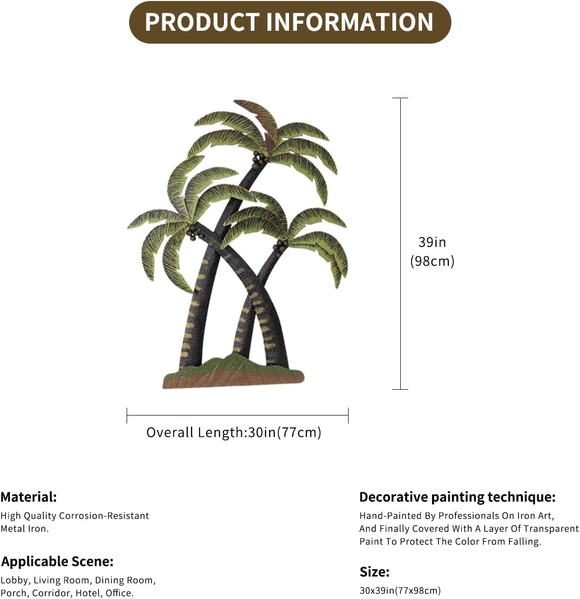 Aixinhai Palm Tree Metal Wall Art Tropical Decor