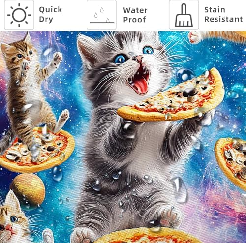 Funny Galaxy Space Cat Pizza Shower Curtain 72x72