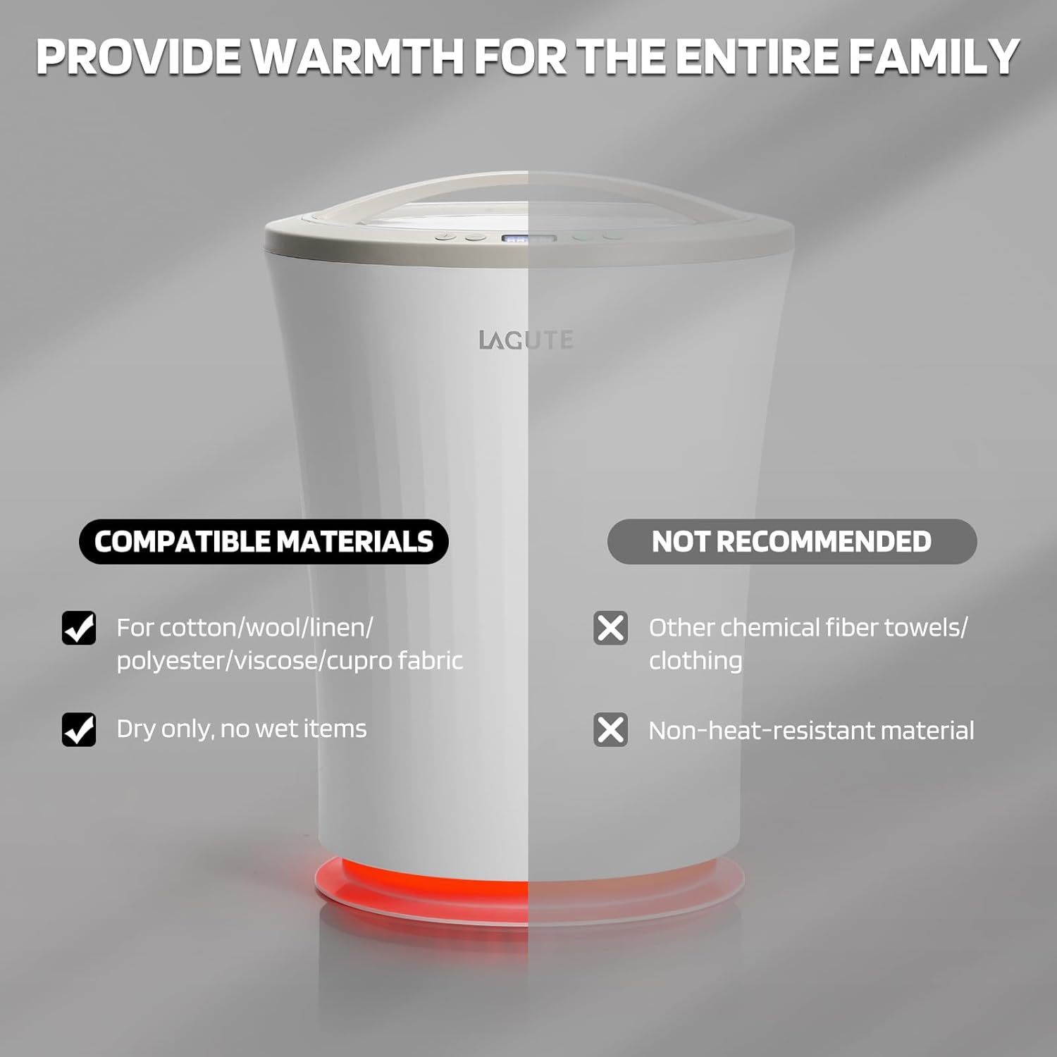 Lagute Towel Warmers Bucket with 24H Delay RGB Light