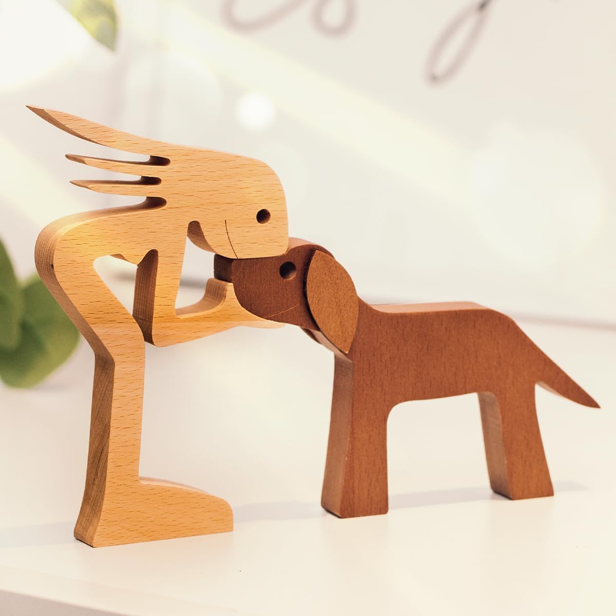 Pawfect House Wooden Dog Statue - Handmade Home Decor Sculpture