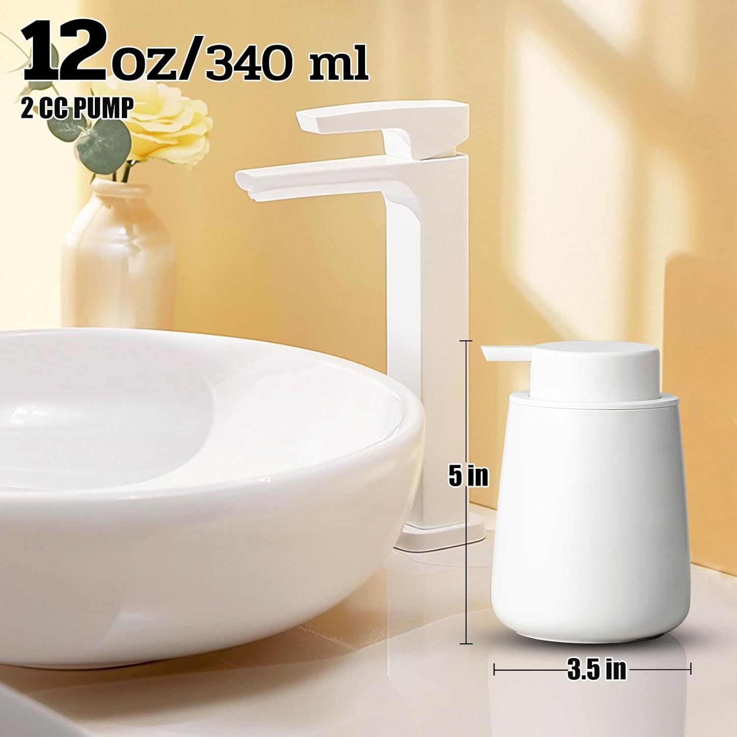 AZMOYAC Matte White Ceramic Foaming Soap Dispenser 12 Oz