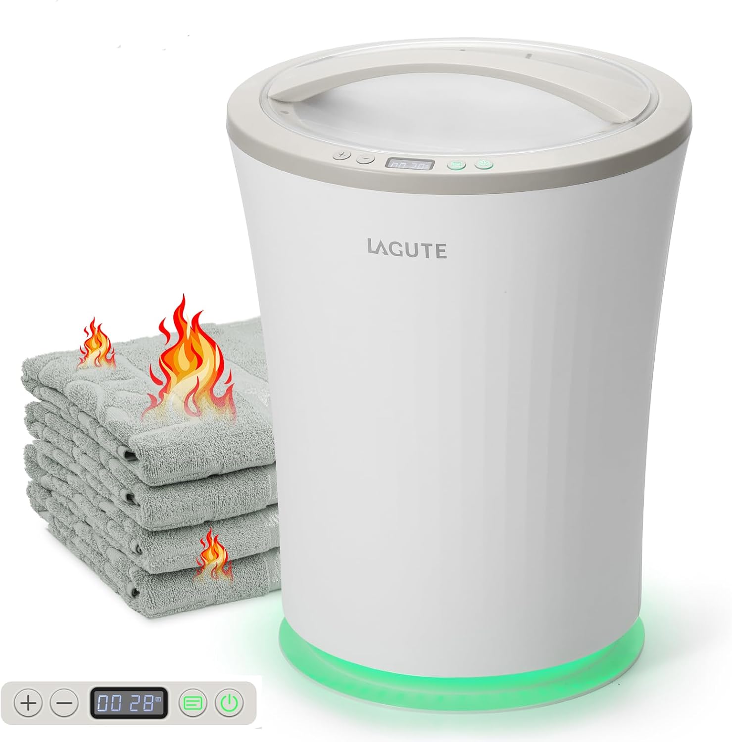 Lagute Towel Warmers Bucket with 24H Delay RGB Light