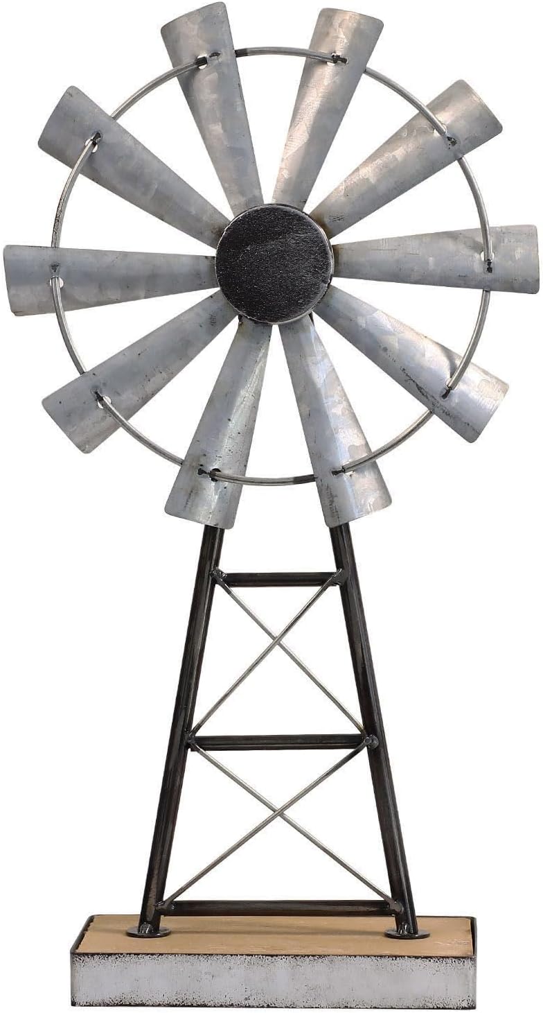 MODE HOME Charming Tall Galvanized Windmill Decor