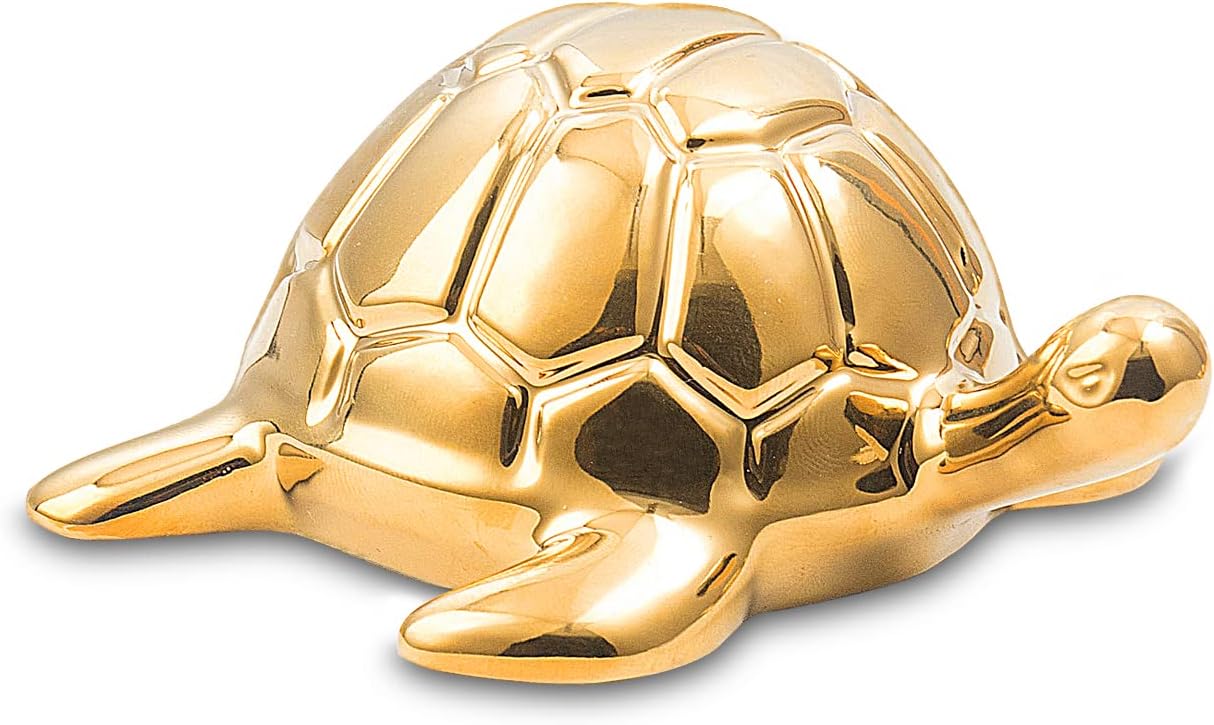 Golden Turtle Statue - Gold Ceramic Home Decor Ornament
