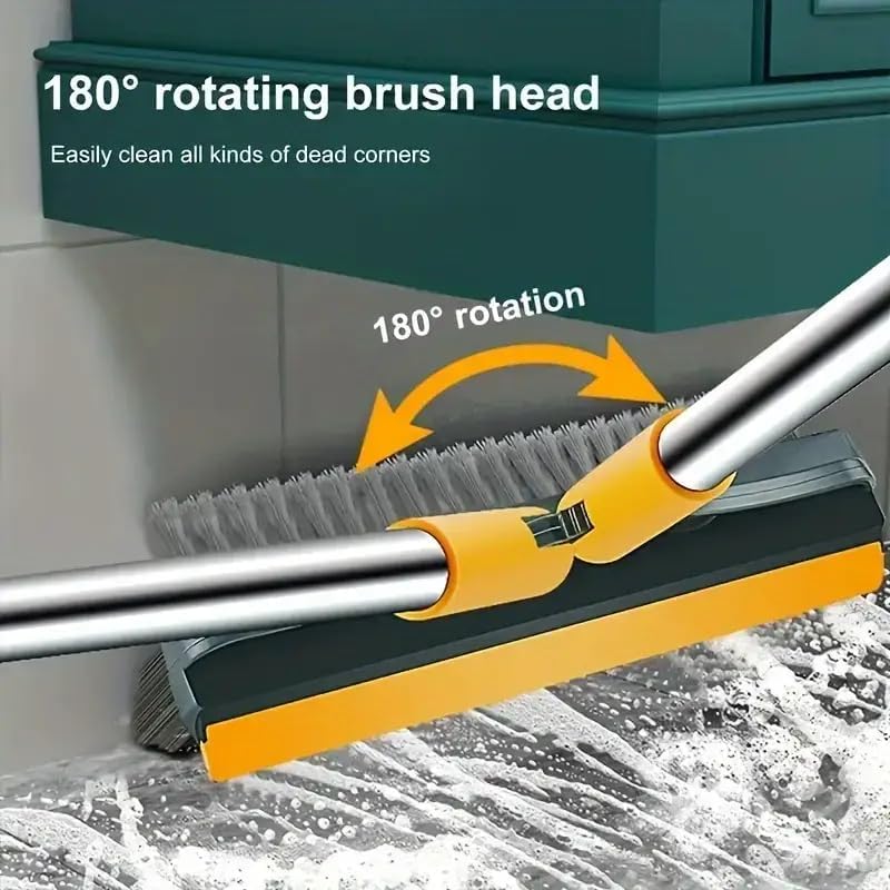 3-in-1 Rotating Floor Scrub Brush with Squeegee