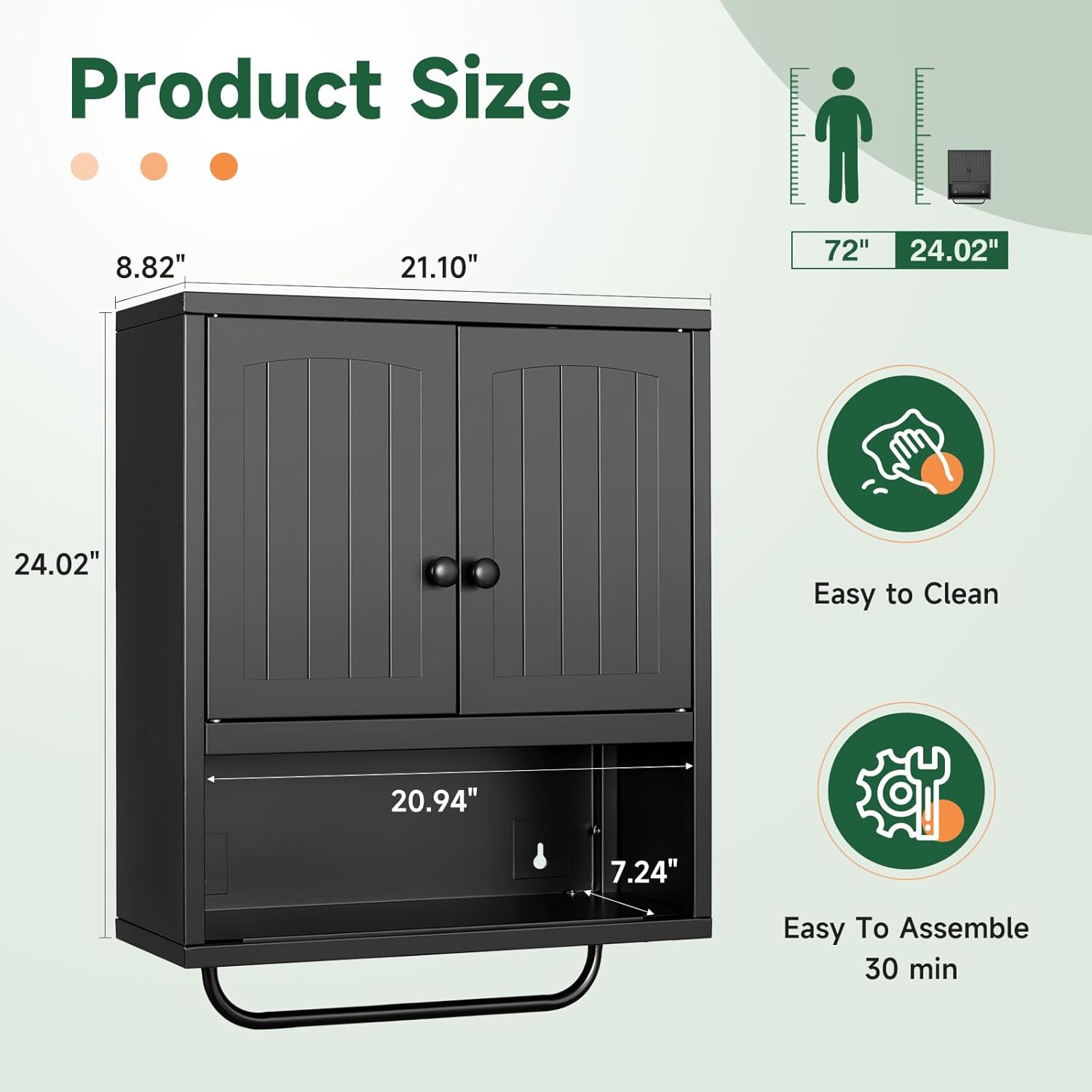 Letaya Metal Bathroom Cabinet with 2 Doors and Towel Rack
