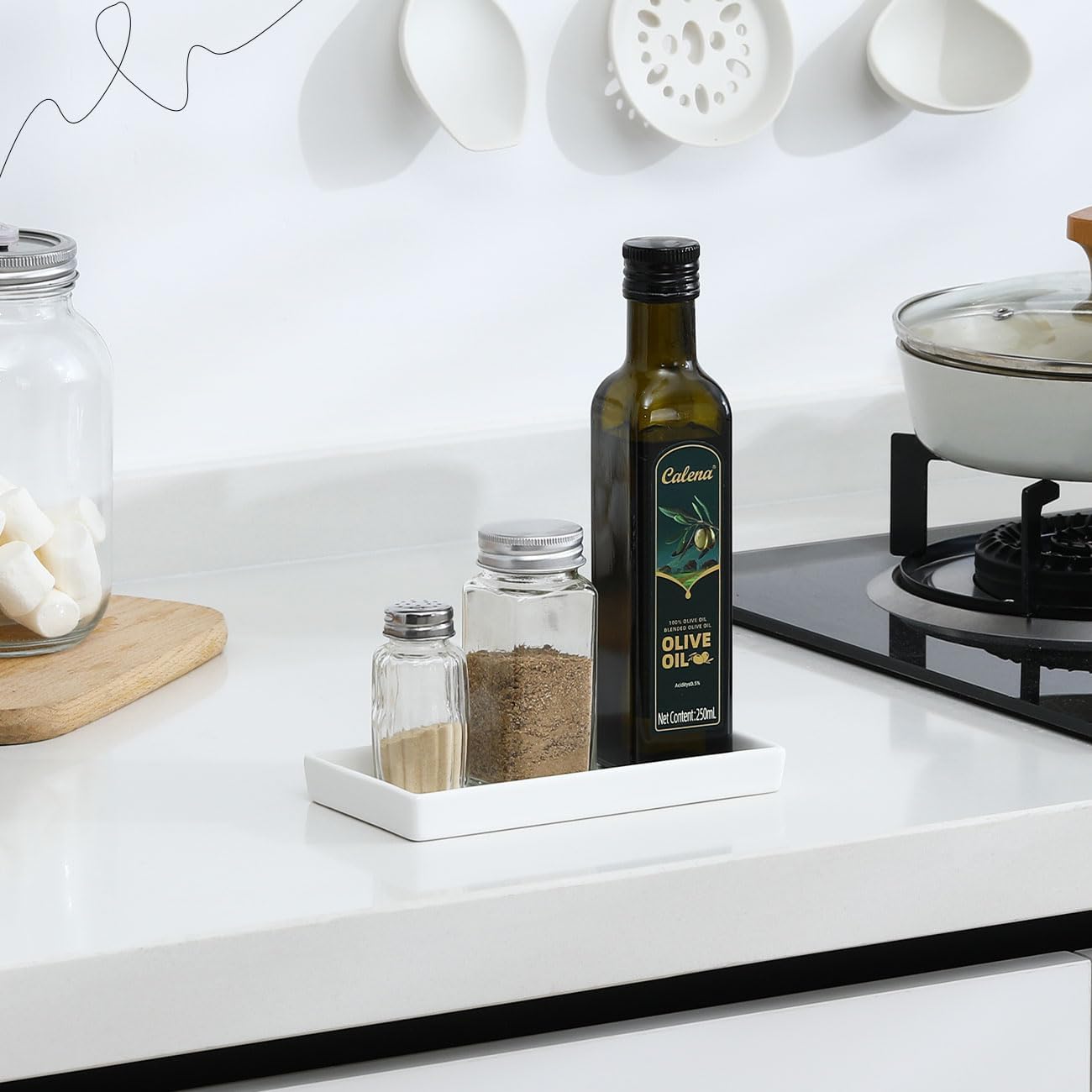 Luxspire White Ceramic Vanity Tray for Bathroom and Kitchen