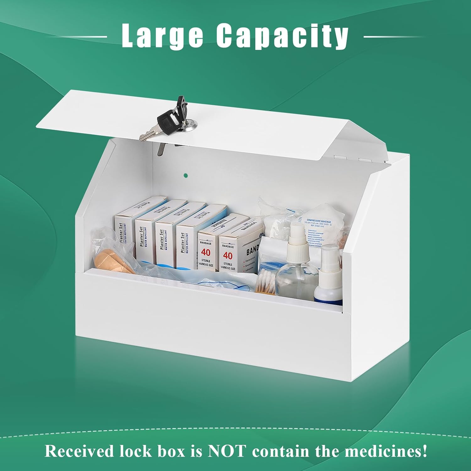 KYODOLED Wall Mount Medicine Lock Box with Key 122 x 59 x 787 Inch