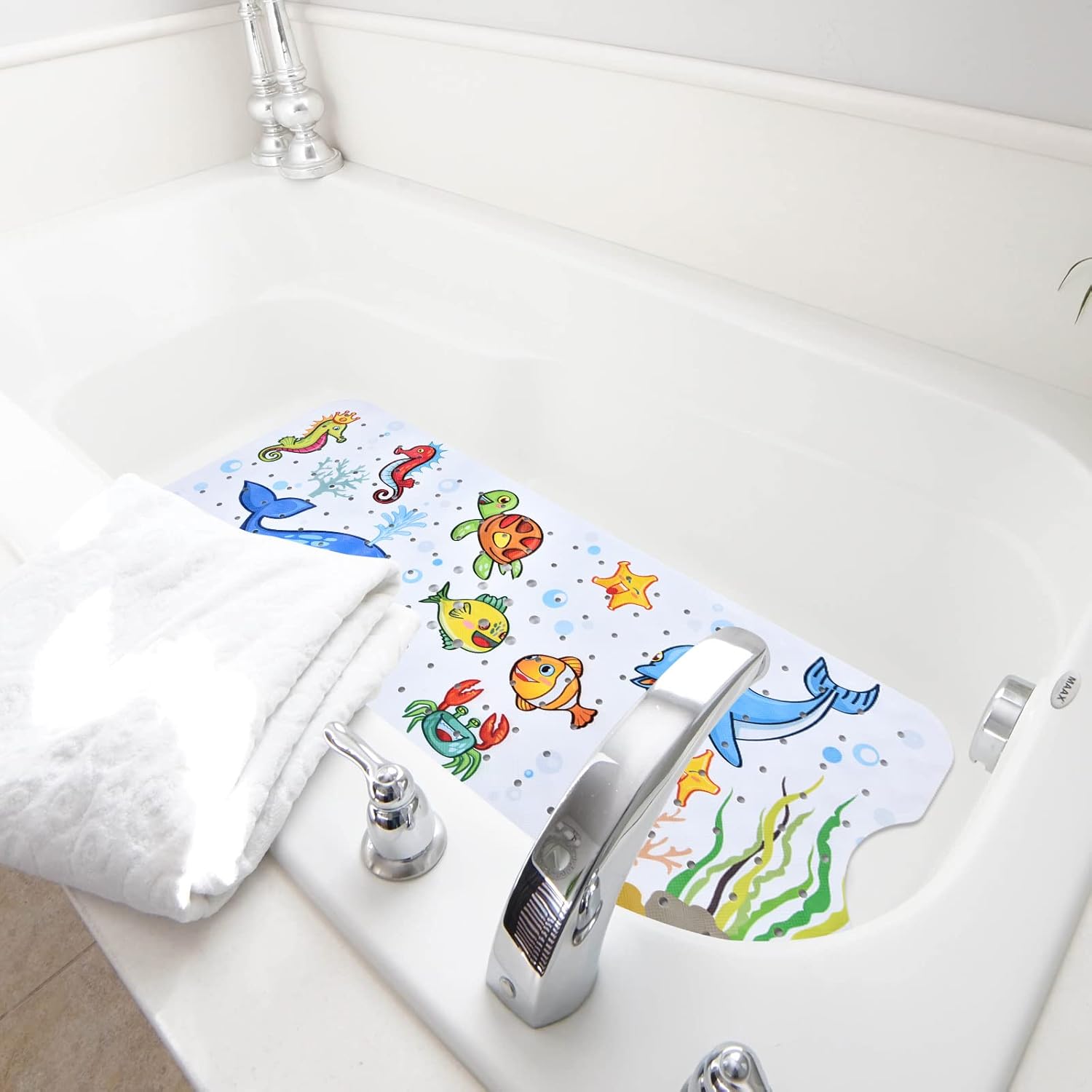 Tubozadi Baby Bath Mat with Suction Cups and Drain Holes