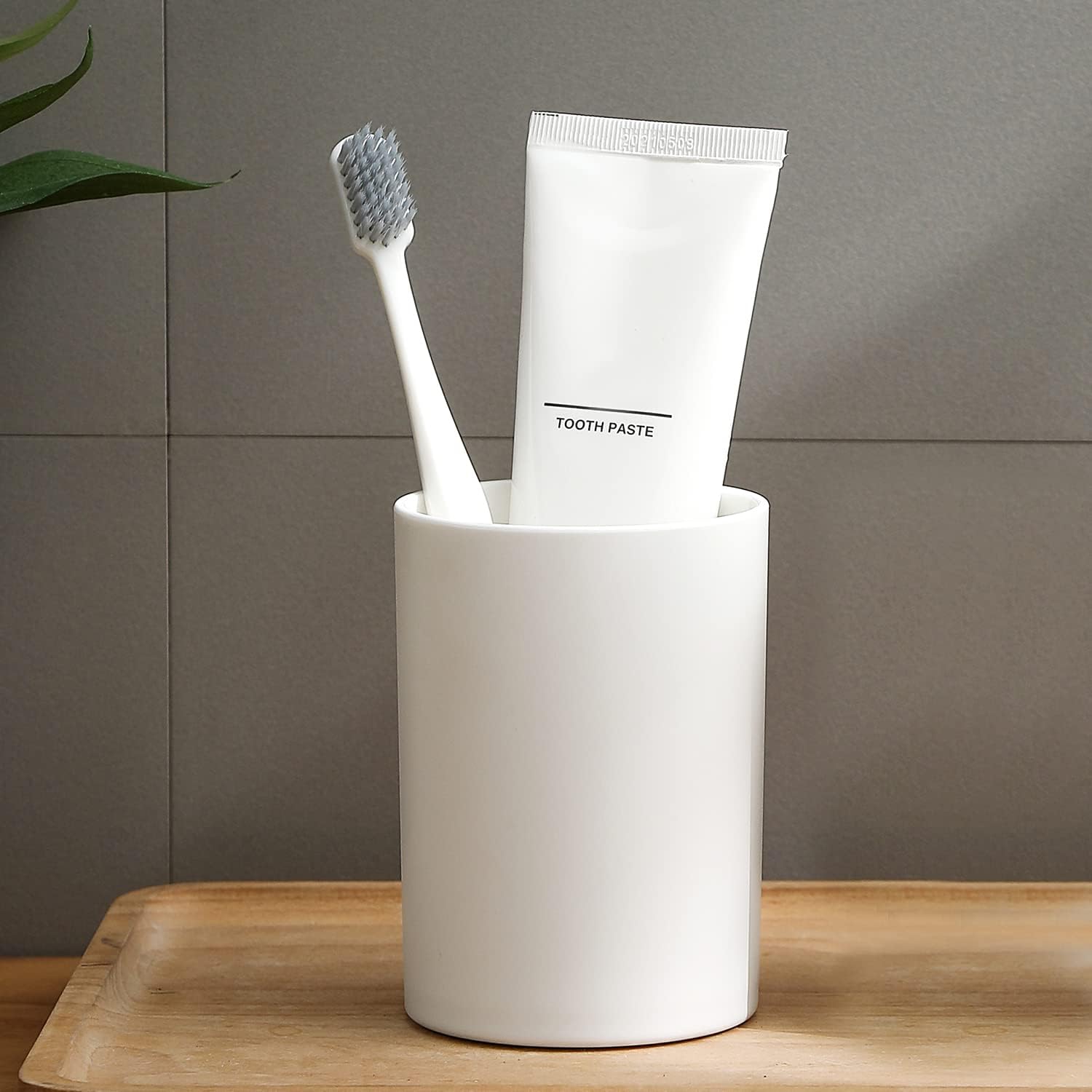 DeTii 105oz Reusable Toothbrush Cup - Unbreakable PP 300ml Holder with Suction Base