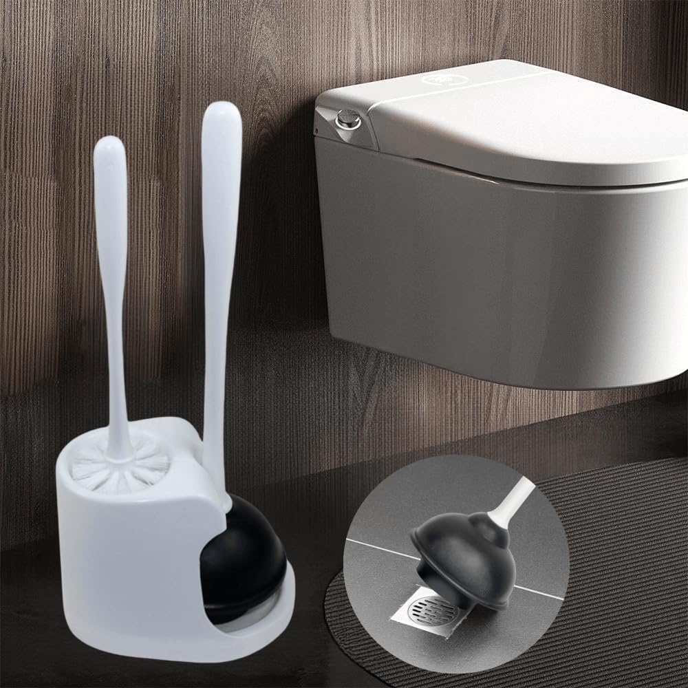 Supercap Toilet Brush Plunger Set with Holder