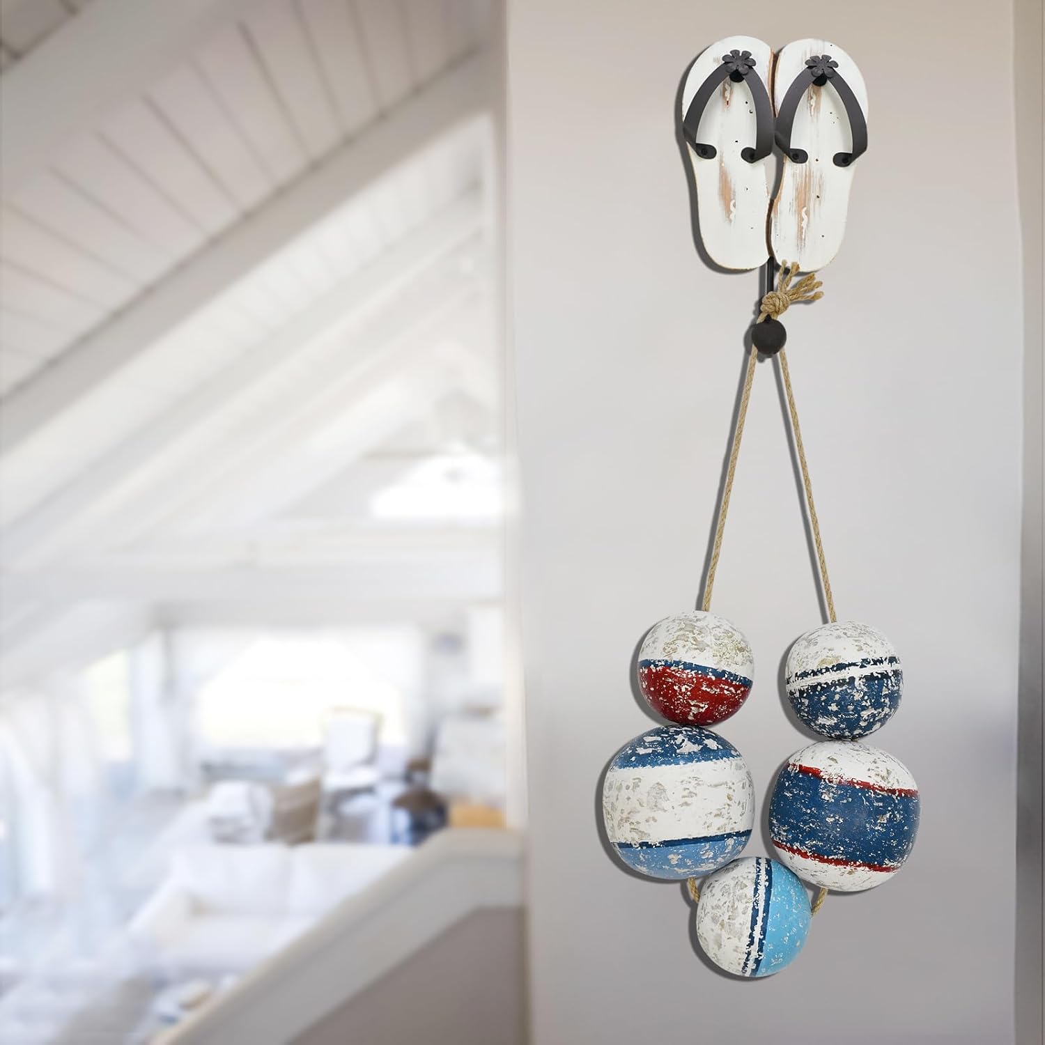 Rustic Wood Fishing Float Wall Decor Hanging Ornaments