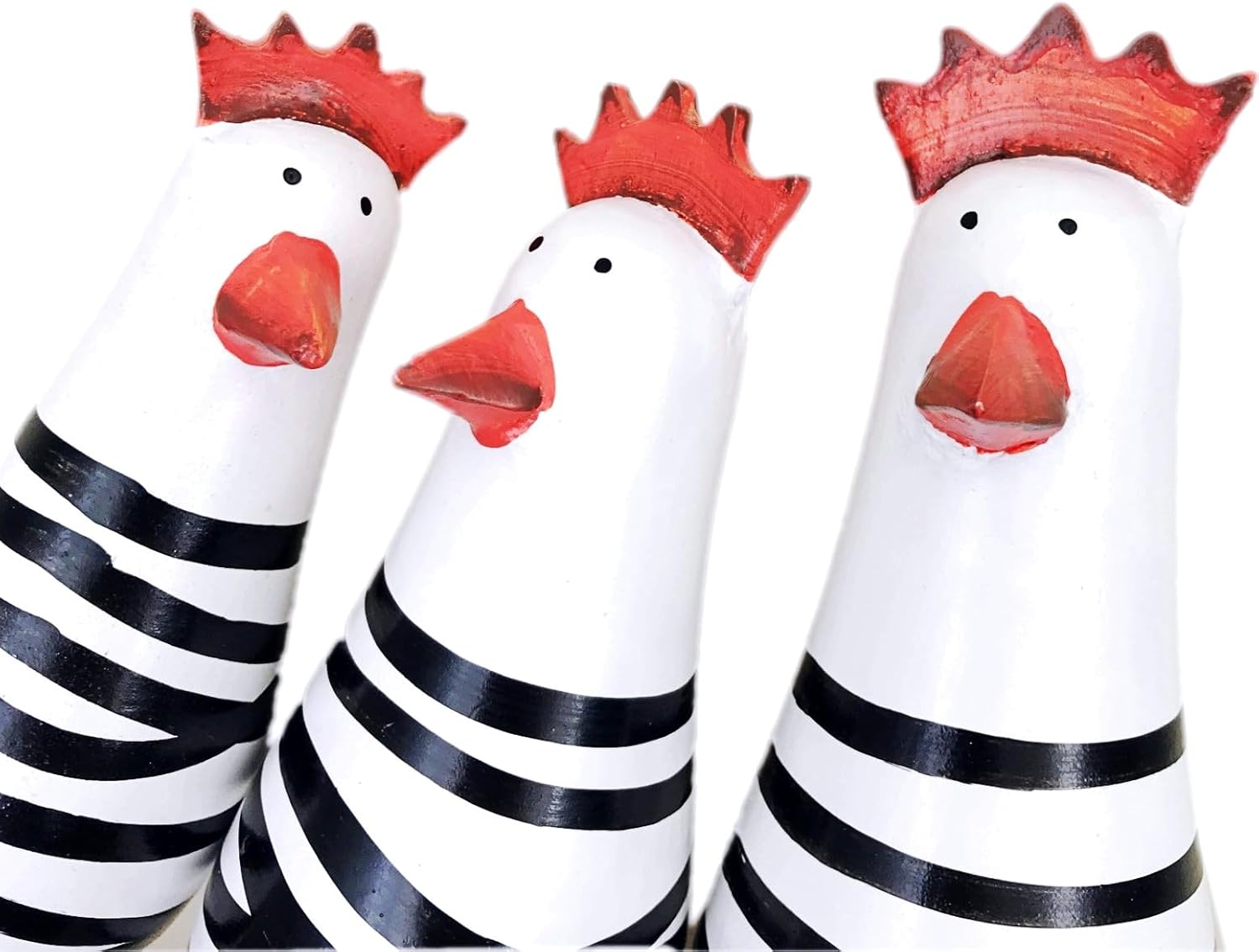 JZK 3 Wooden Chicken Ornament Set for Home Office Decor