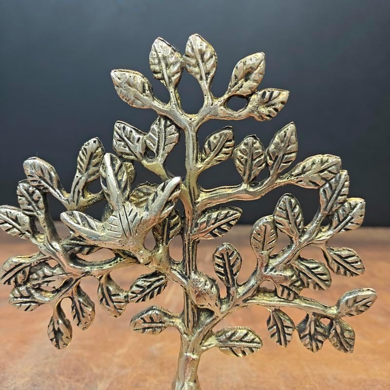 StatueStudio Kalpavriksha Tree Decor 7 Inch Brass Gold