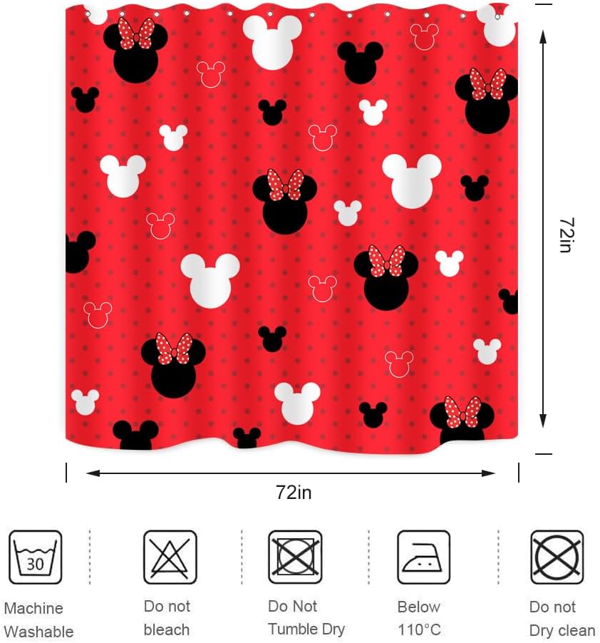 BIYSUC Cartoon Mouse Head Shower Curtain with 12 Hooks 1