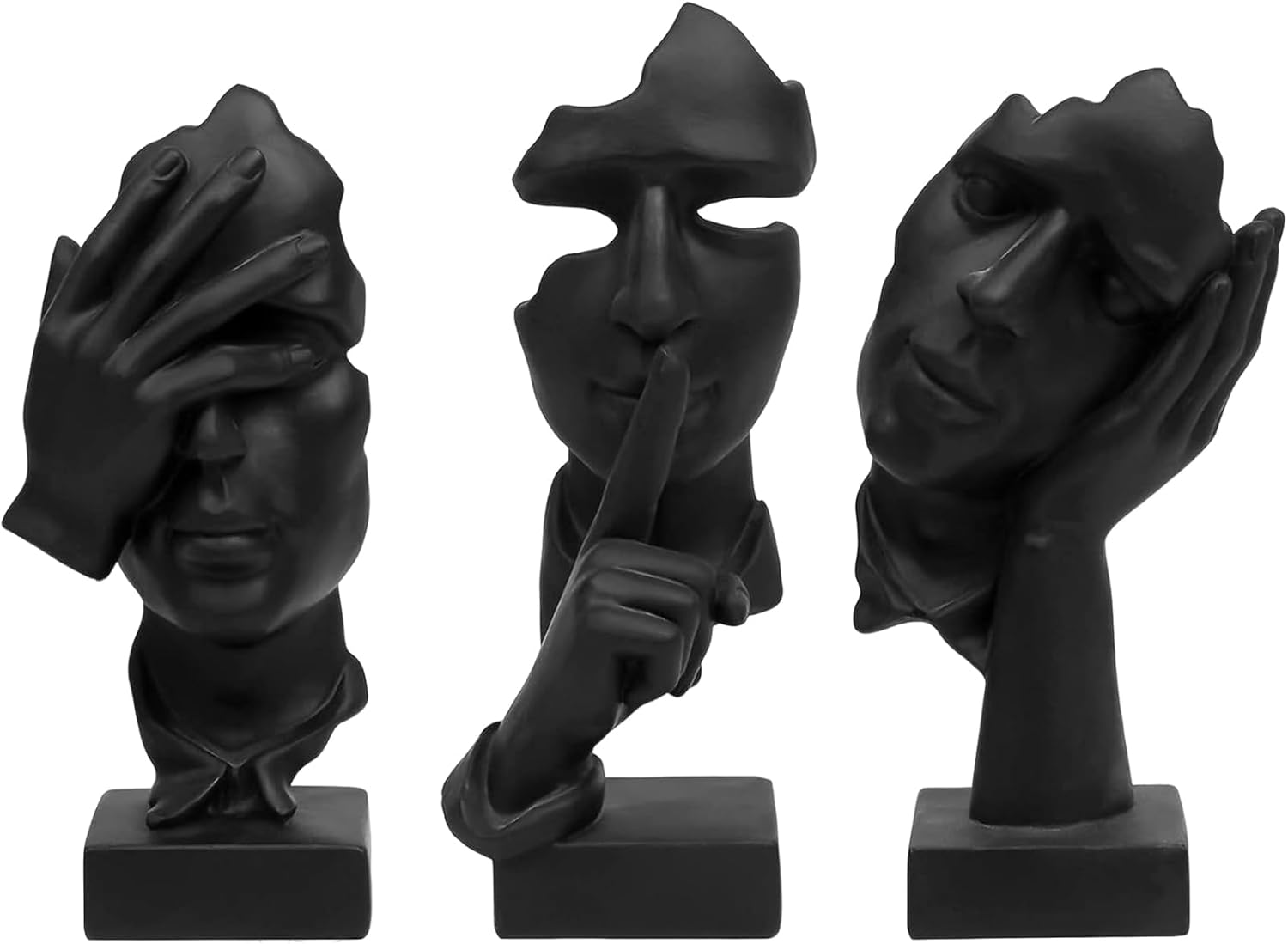 Abboxoo 3 Pcs Thinker Statue Set Modern Minimalist Resin Sculptures for Living Room Home Office