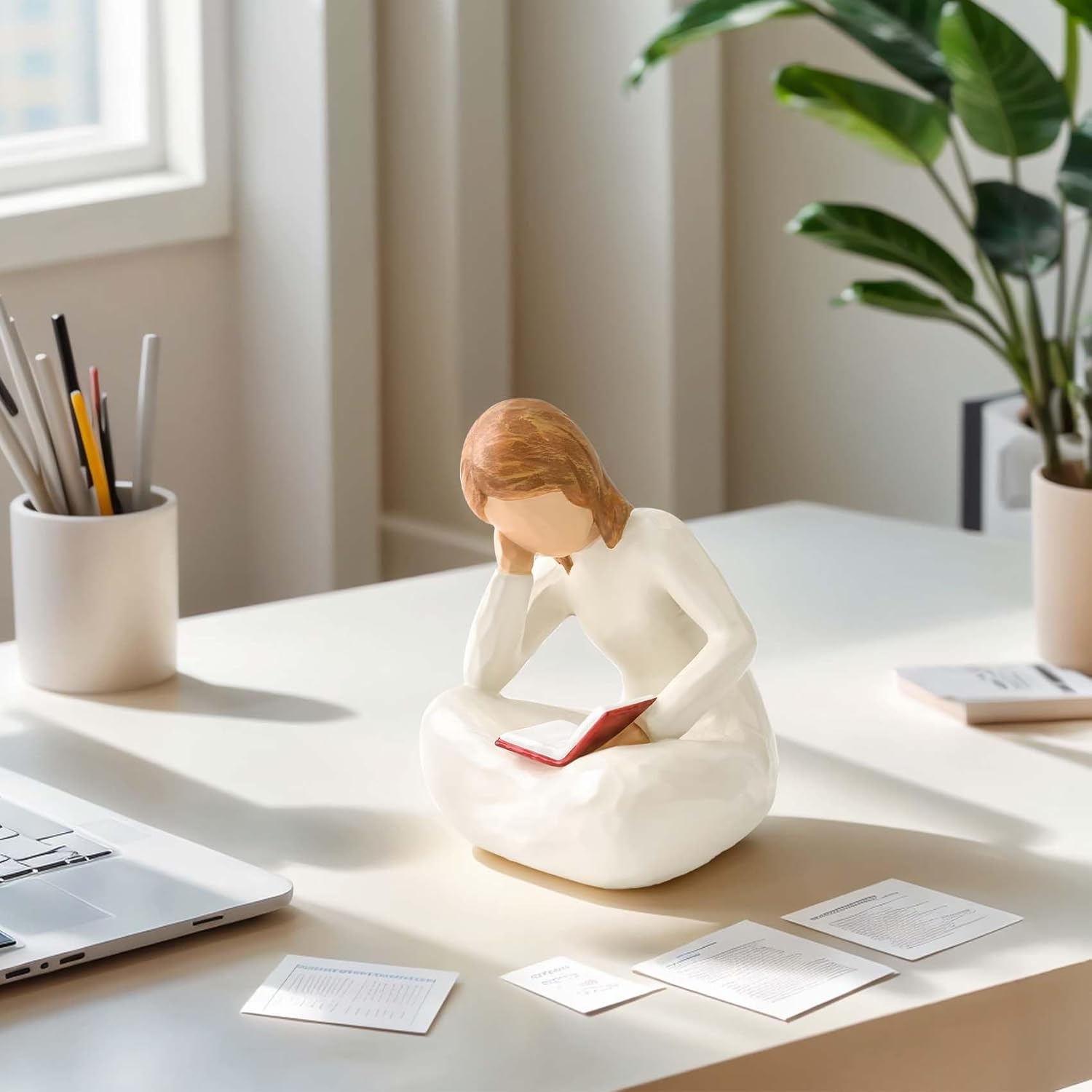 Cuayaes Reading Thinker Statue for Book Lovers 1