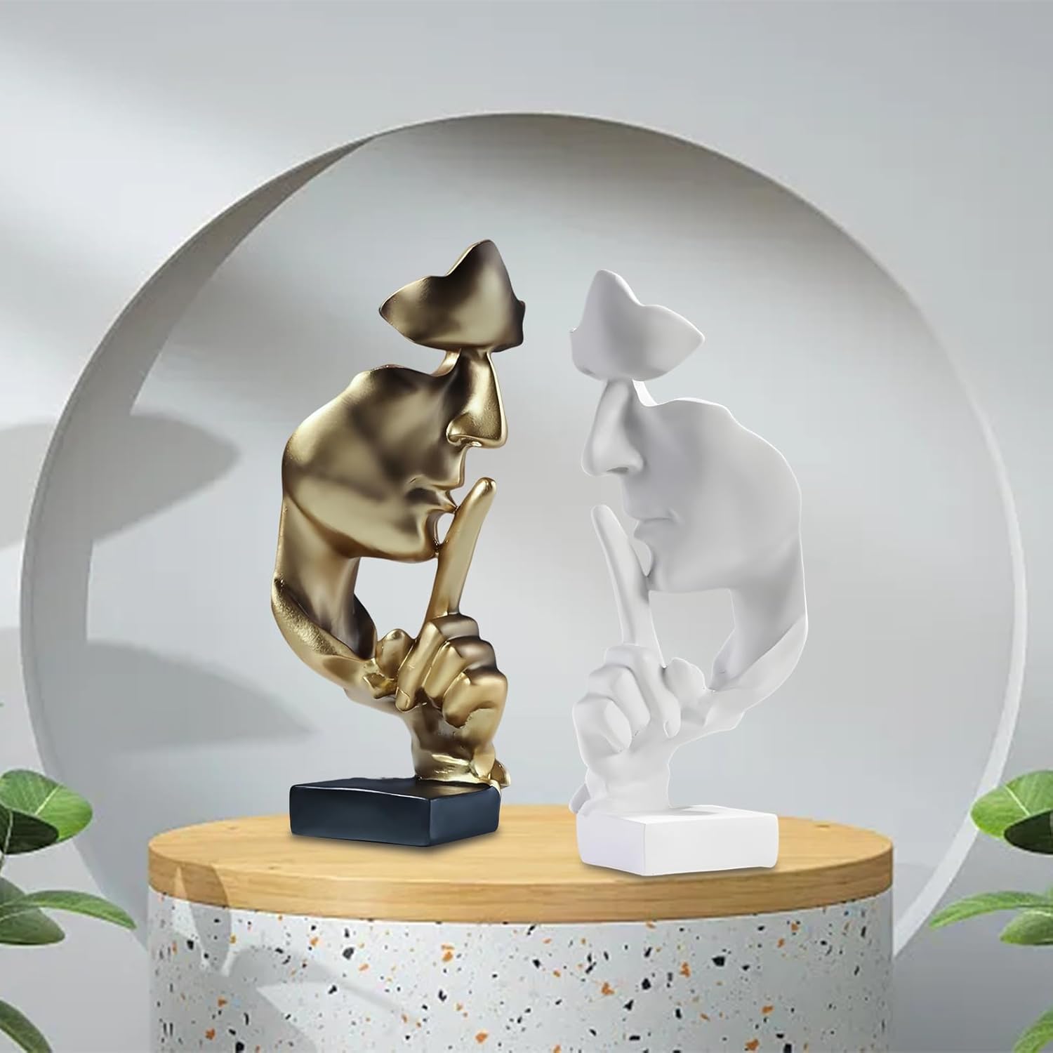 Abboxoo Thinker Statue Large Gold Resin Decor