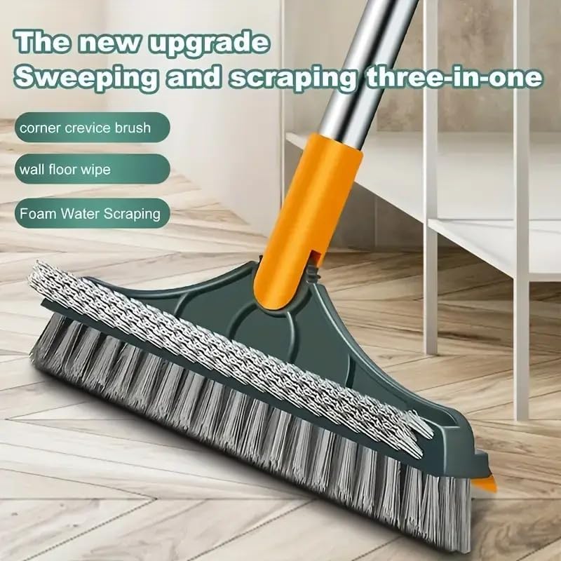 3-in-1 Rotating Floor Scrub Brush with Squeegee