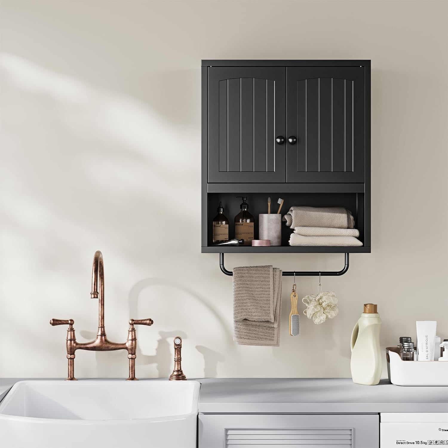 Letaya Metal Bathroom Cabinet with 2 Doors and Towel Rack