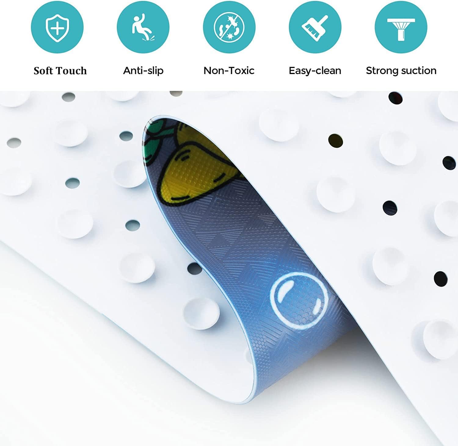 Tubozadi Kids Non Slip Bath Mat with Suction Cups