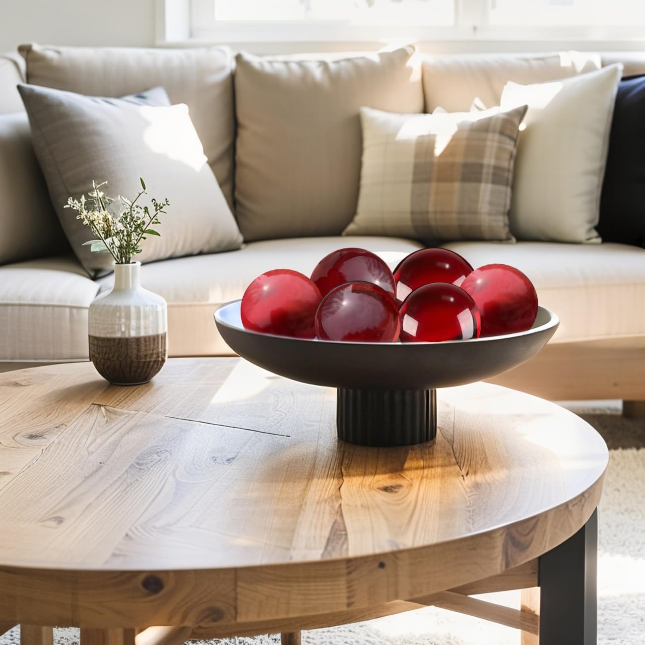 Red Transparent Crystal Decorative Balls for Bowls Vases - 6cm Polished Orbs