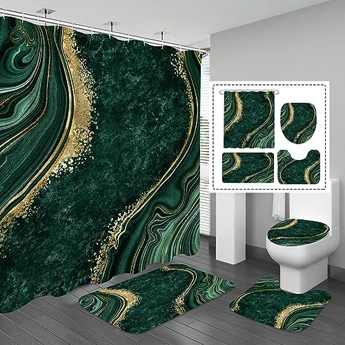 Gibelle 4 Pcs Luxury Marble Shower Curtain Set 1