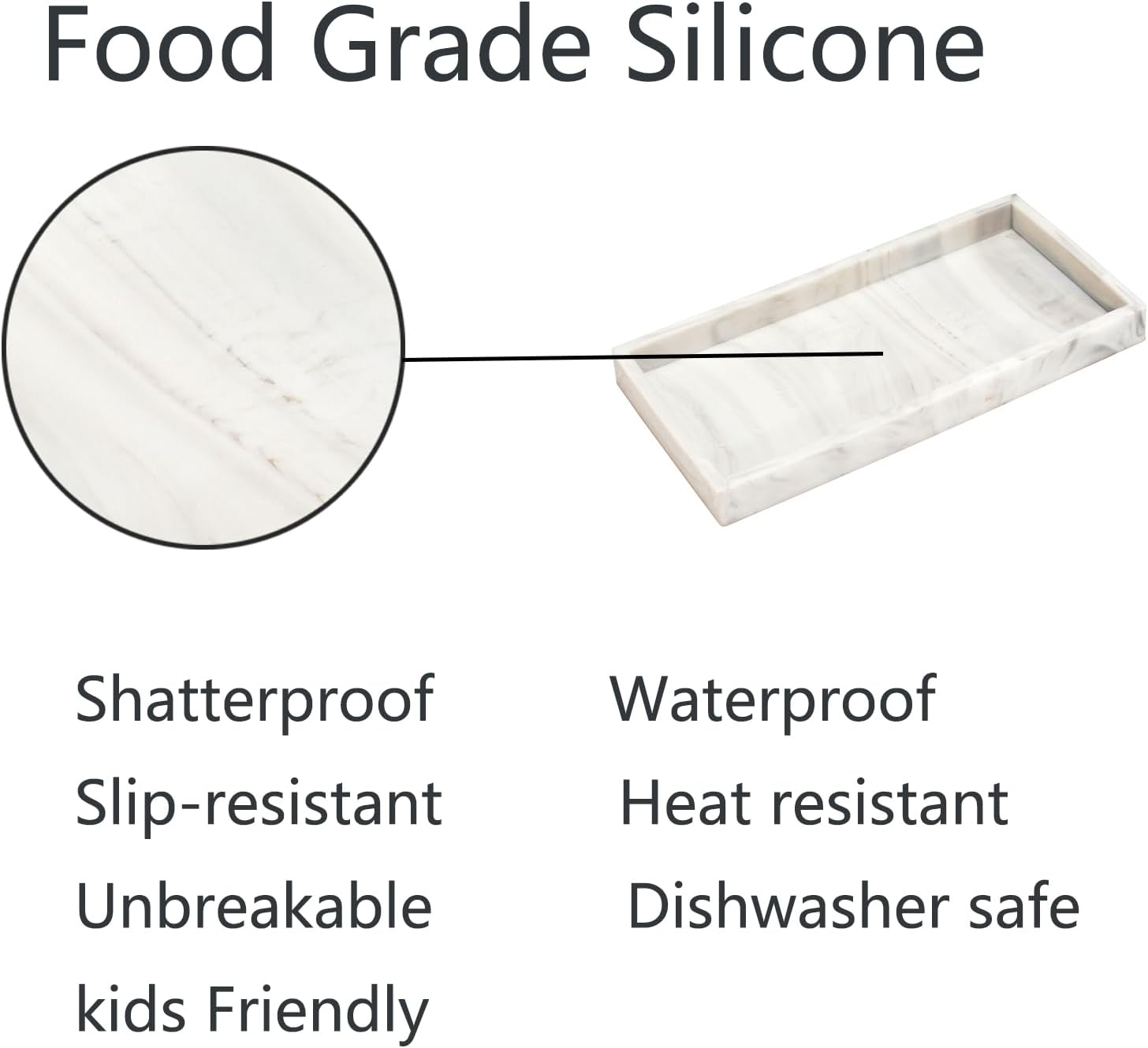 SEEMSEEN 118 Marble Silicone Vanity Tray