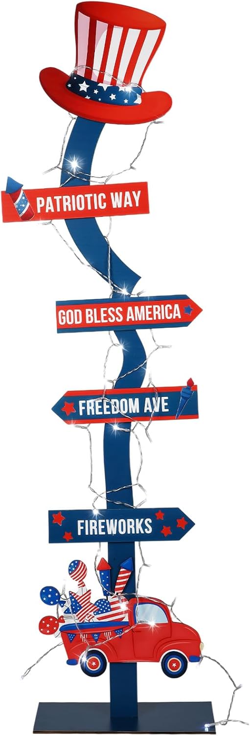 Yousoontic 45 Patriotic Wooden Yard Stake Sign