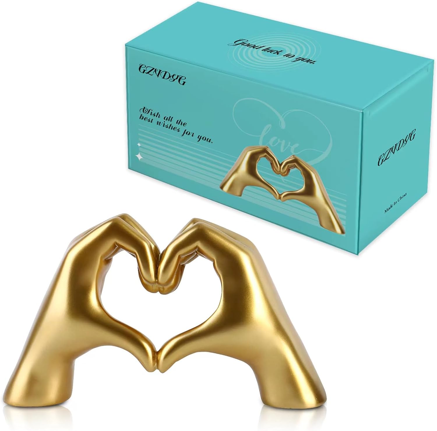Gold Heart Hands Sculpture Decor Gift