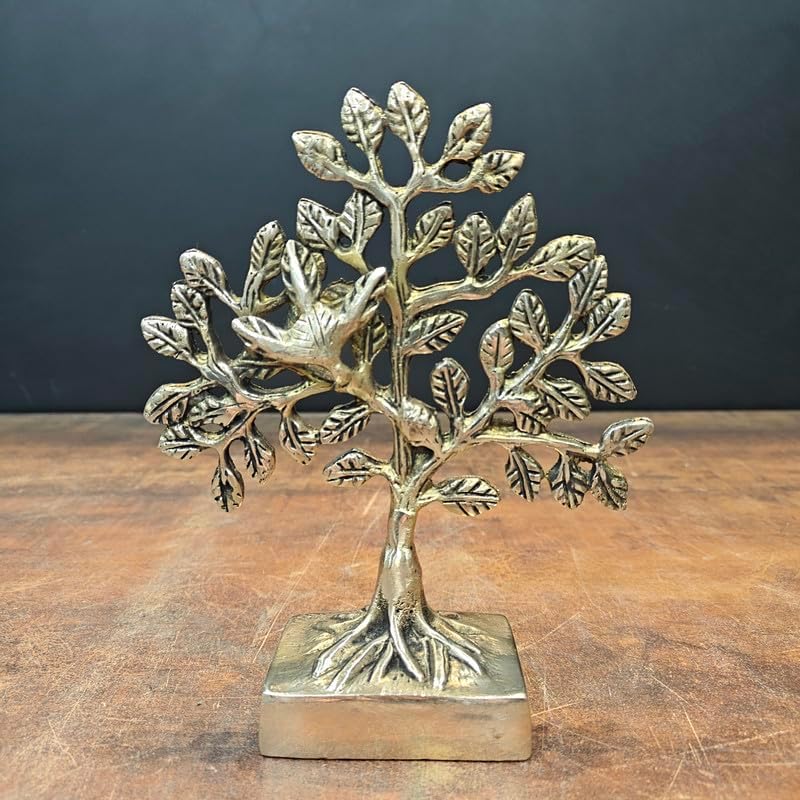 StatueStudio Kalpavriksha Tree Decor 7 Inch Brass Gold