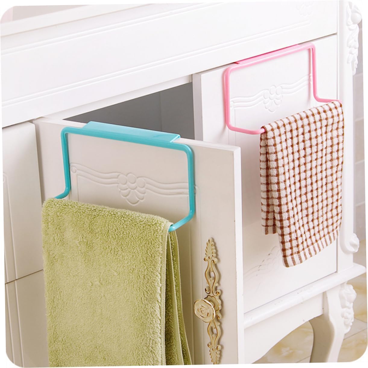 ULTECHNOVO 2pcs Door Towel Rack with Duster Cloth Hanger