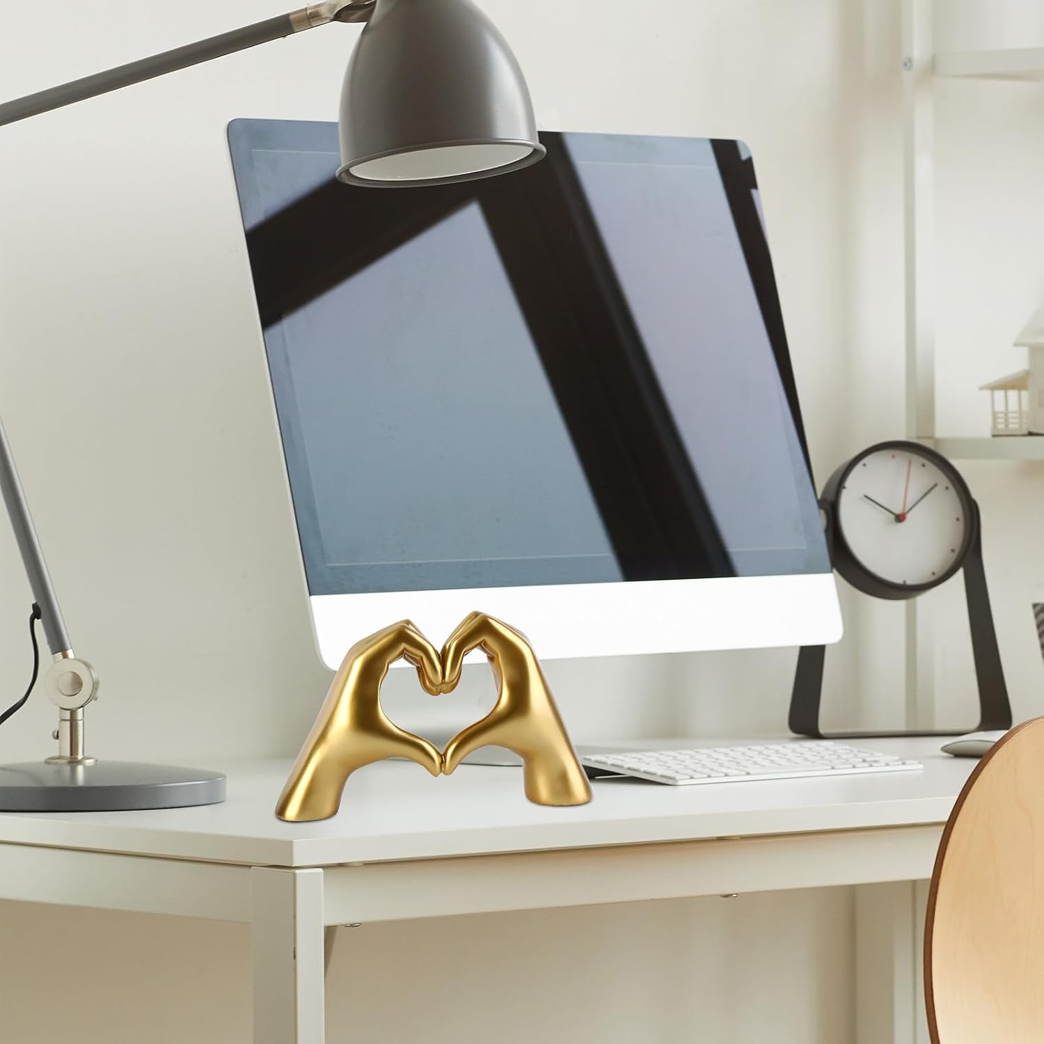 Gold Heart Hands Sculpture Decor Gift