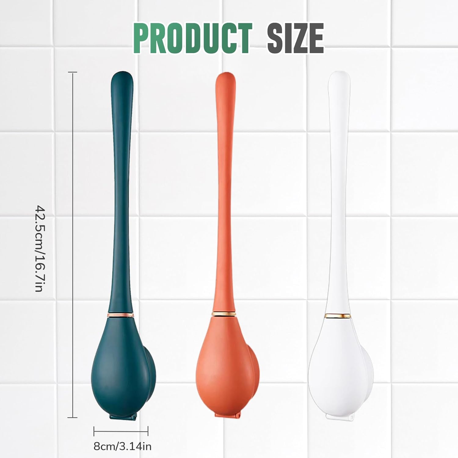 Modern Flexible Silicone Toilet Brush with Holder Green