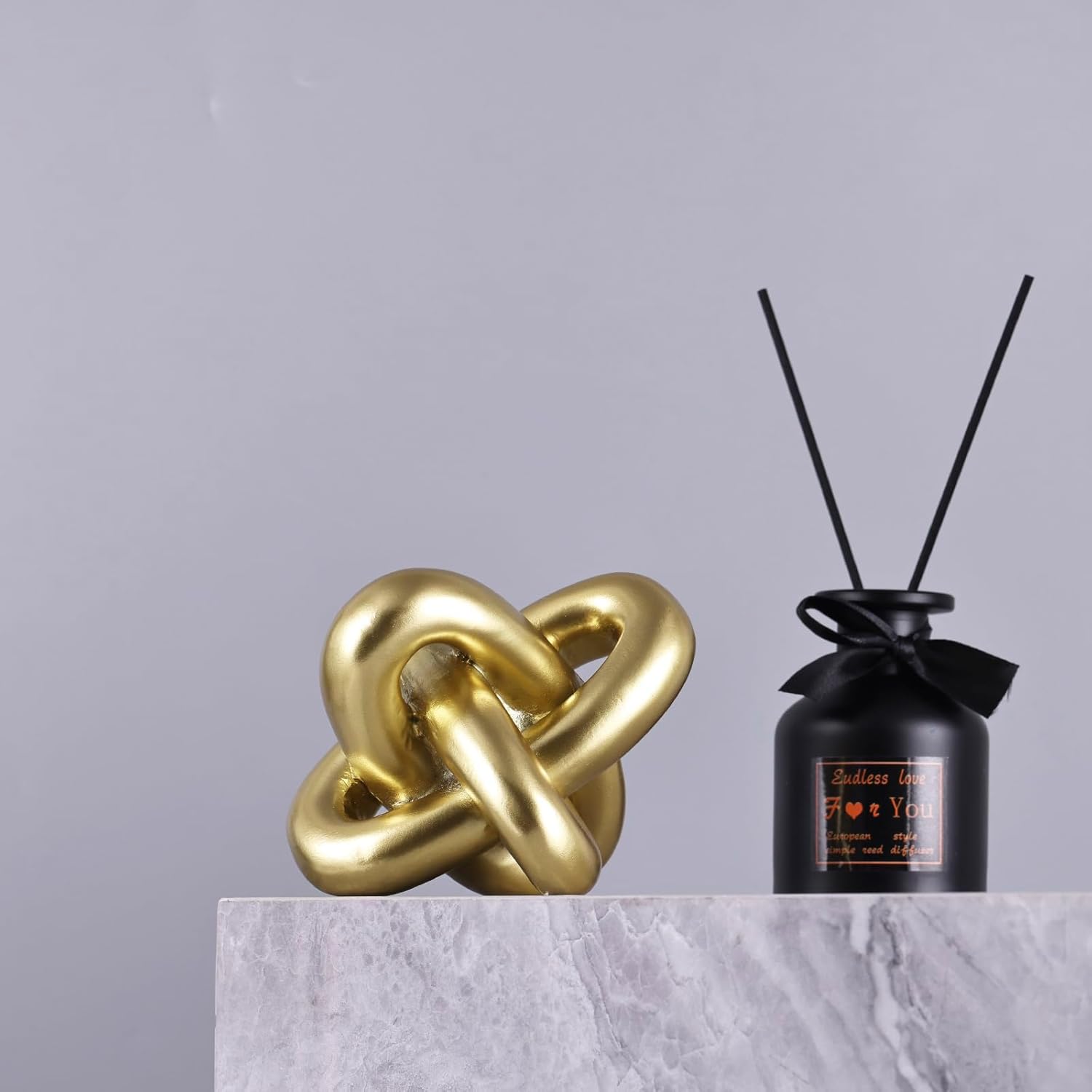Golden Knot Sculpture Set 3 Piece Resin Home Decor