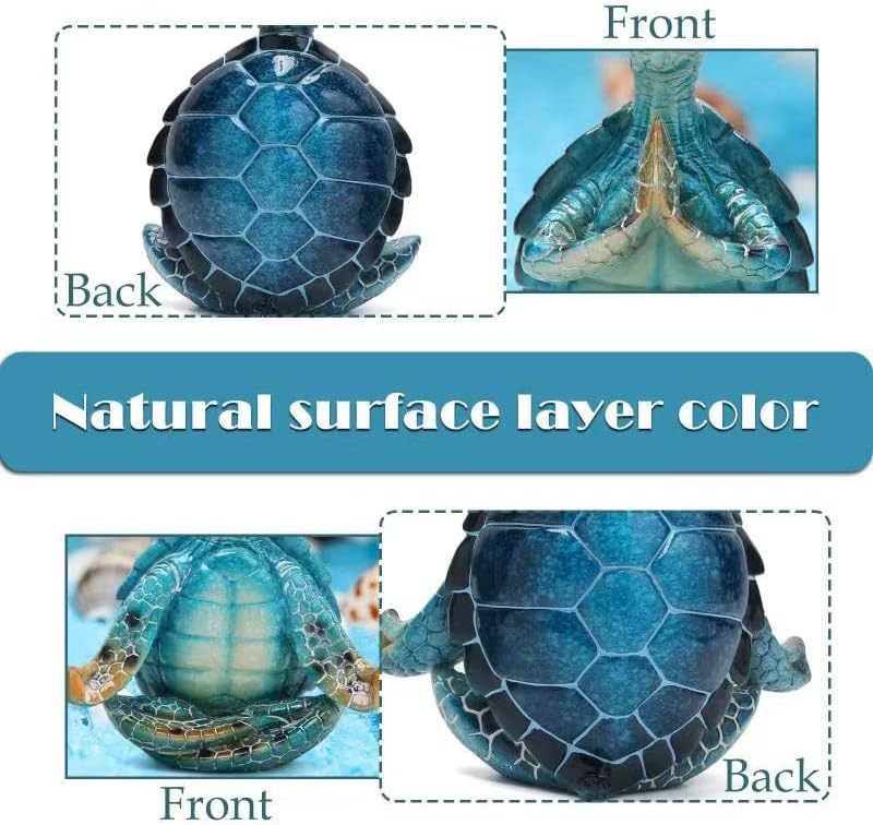 2Pcs Sea Turtle Meditation Yoga Statues - Resin Desk Decor