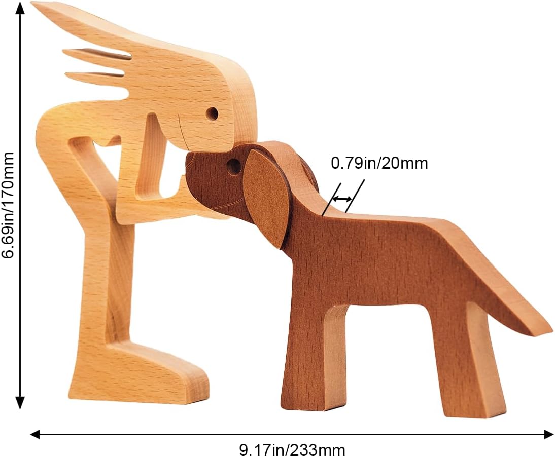 Pawfect House Wooden Dog Statue - Handmade Home Decor Sculpture