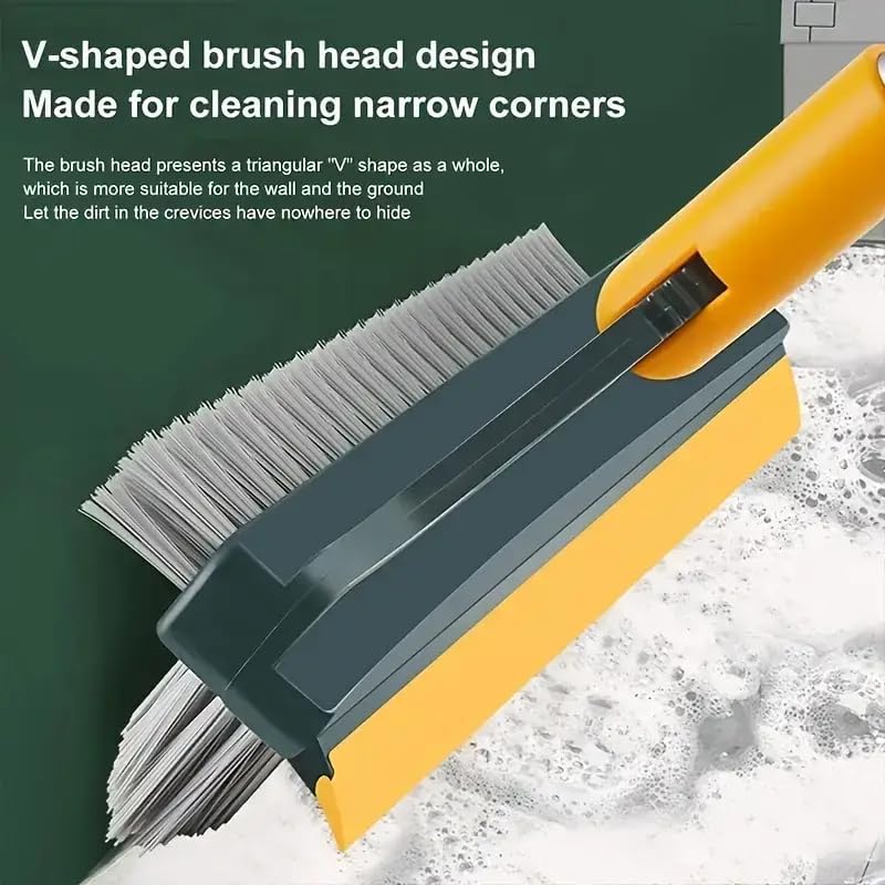 3-in-1 Rotating Floor Scrub Brush with Squeegee