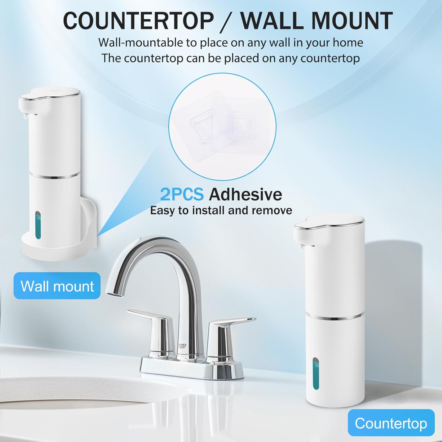 Touchless Foaming Soap Dispenser with Rechargeable USB Wall Mount White