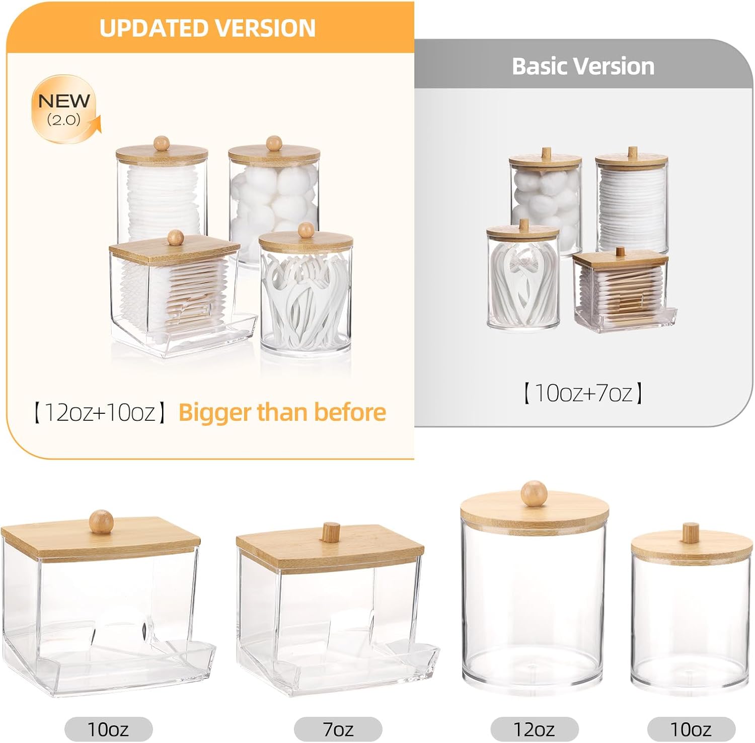 Tbestmax 4 Pack Qtips Dispenser with Bamboo Lids