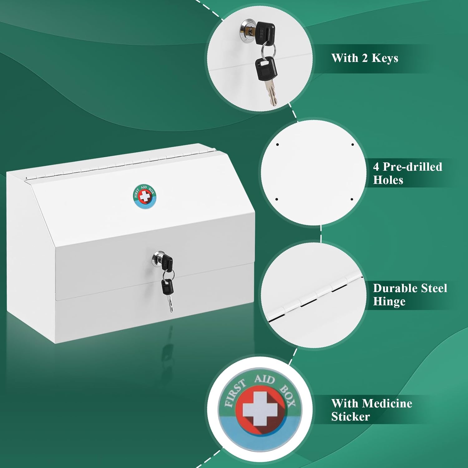 KYODOLED Wall Mount Medicine Lock Box with Key 122 x 59 x 787 Inch