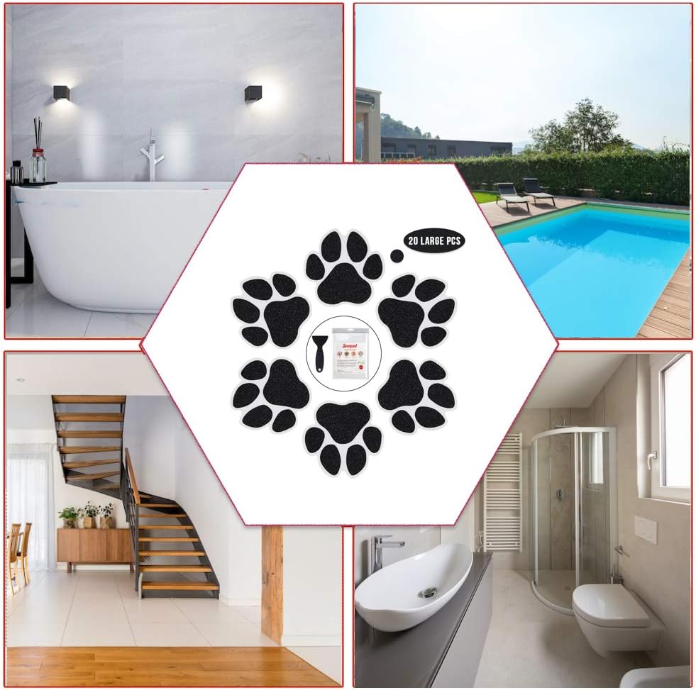 Non-Slip Bathtub Stickers 20PCS Black Safety Treads