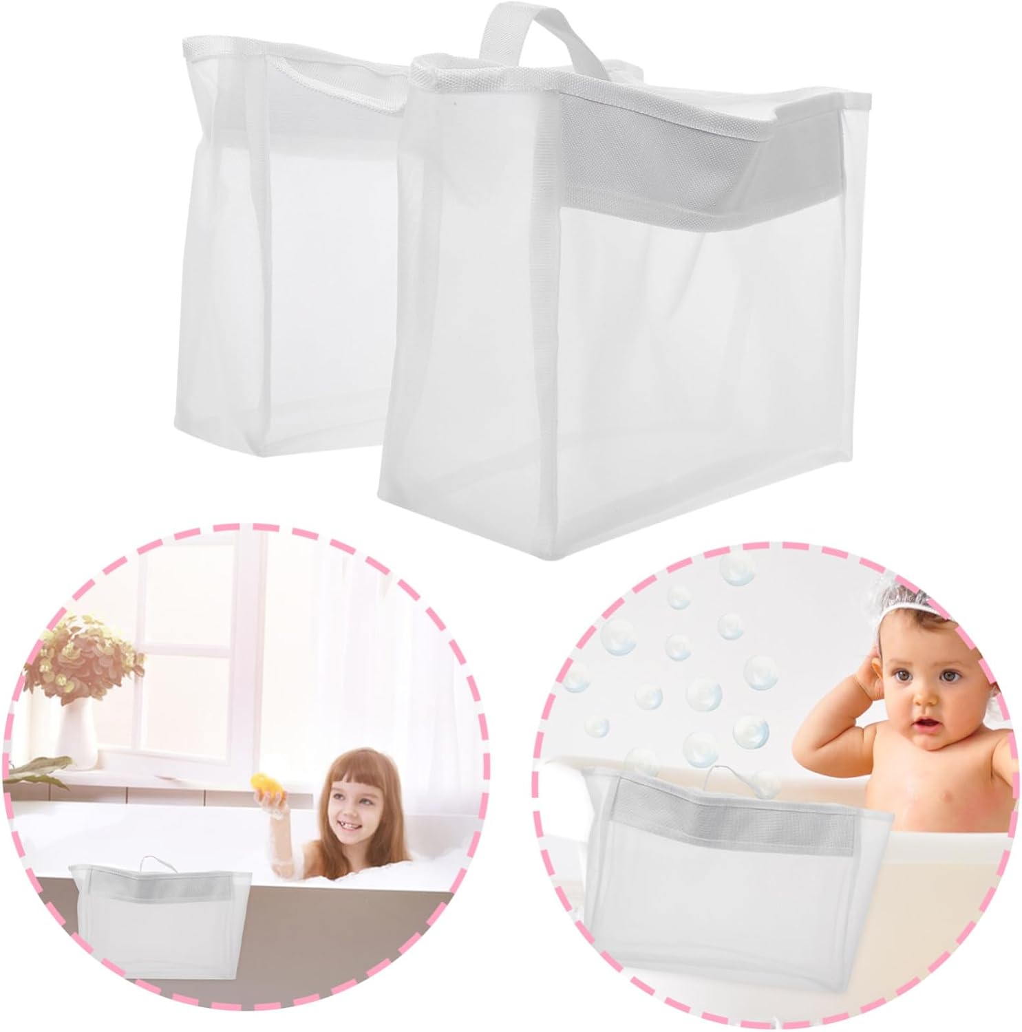 Anneome Bath Toy Storage Bag with Pockets