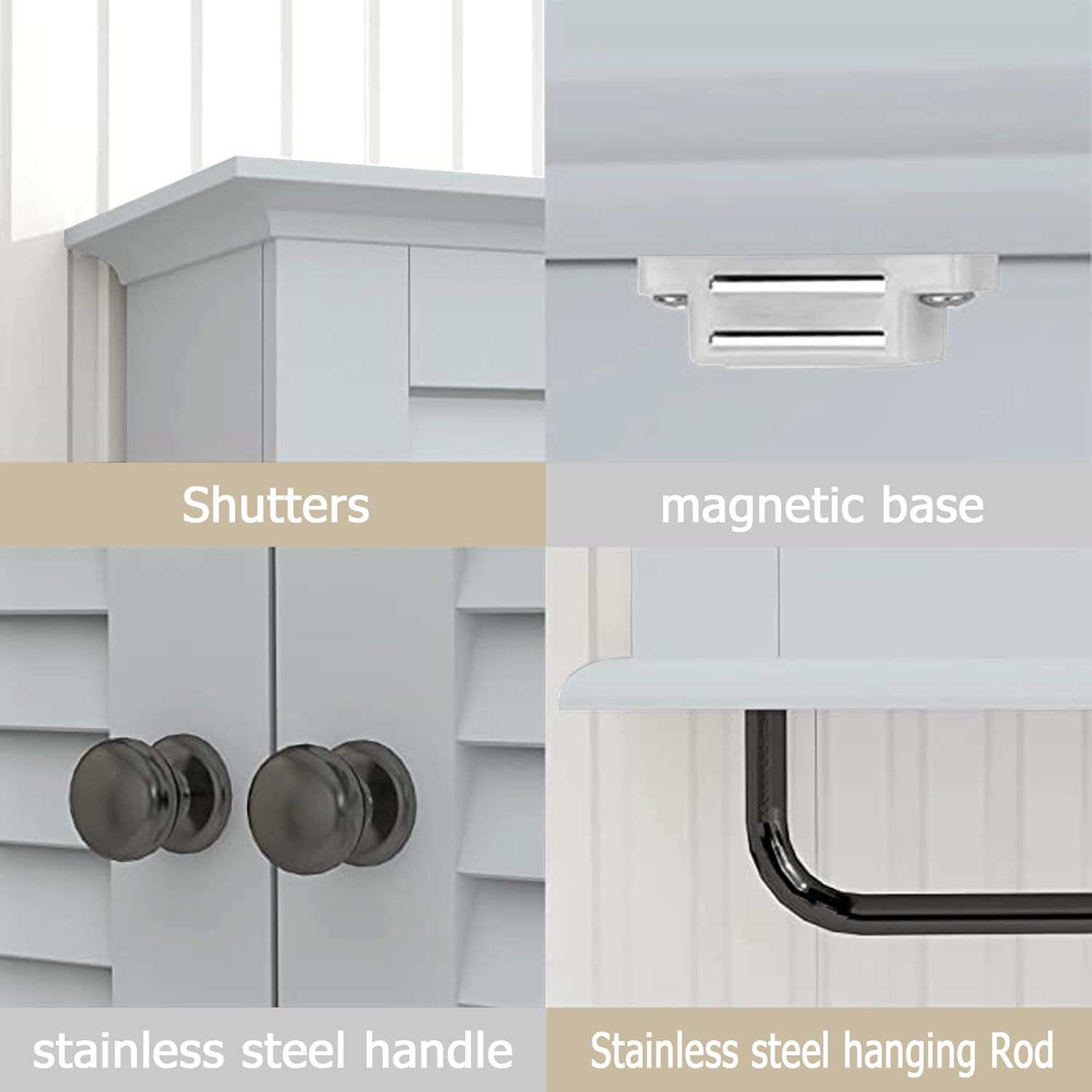 TaoHFE Wall Mounted Medicine Cabinet with Double Shutter Doors and Towel Rack