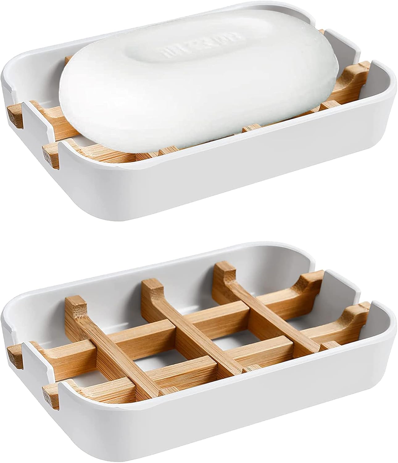 Aoheuo Modern Bamboo Fiber Soap Holder and Dish Set